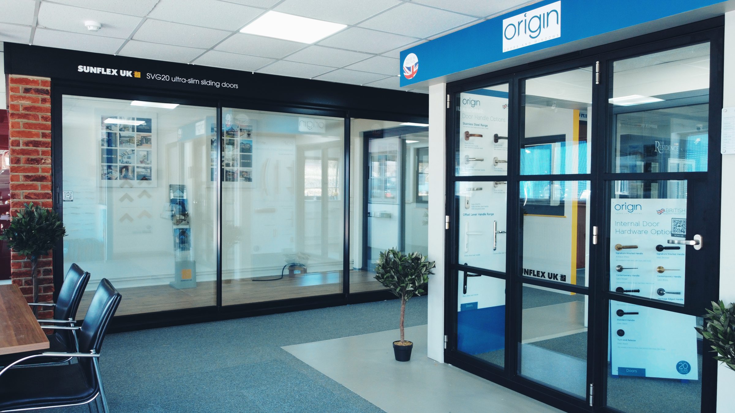 Inside the Cedar Views showroom — Sunflex and Origin displays